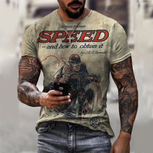 Red-Eye Wolf 3D Print Men's Streetwear Round-Neck Tee