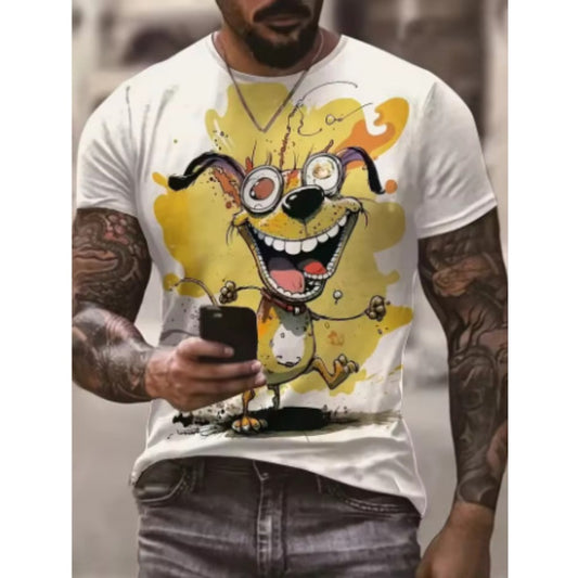 Streetwear 3D Digital Print Animal Graphic Men's Round-Neck Tee