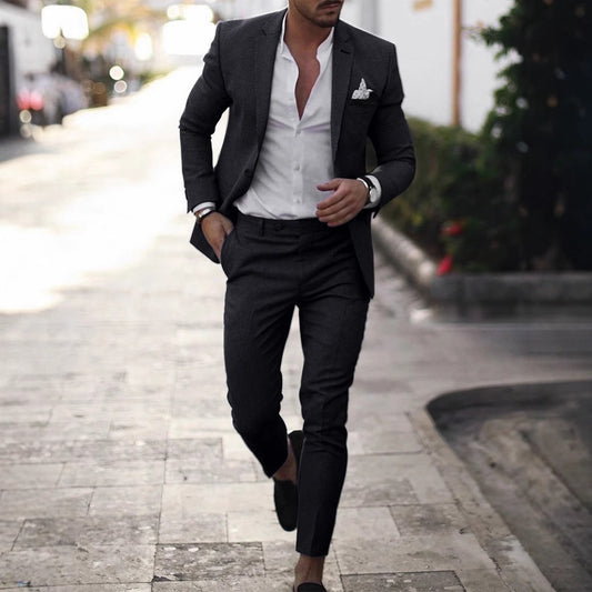 Casual suit digital print two-button suit jacket and pants two-piece suit