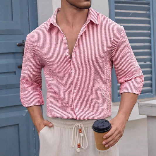Men's Autumn/Winter Shirt Breathable Cotton Long Sleeve Checkered Shirt Casual Slim Fit Top