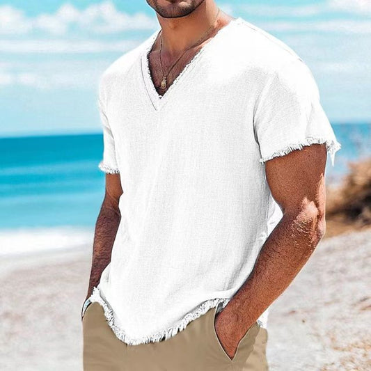 Summer Men's Linen Short-Sleeve T-Shirt