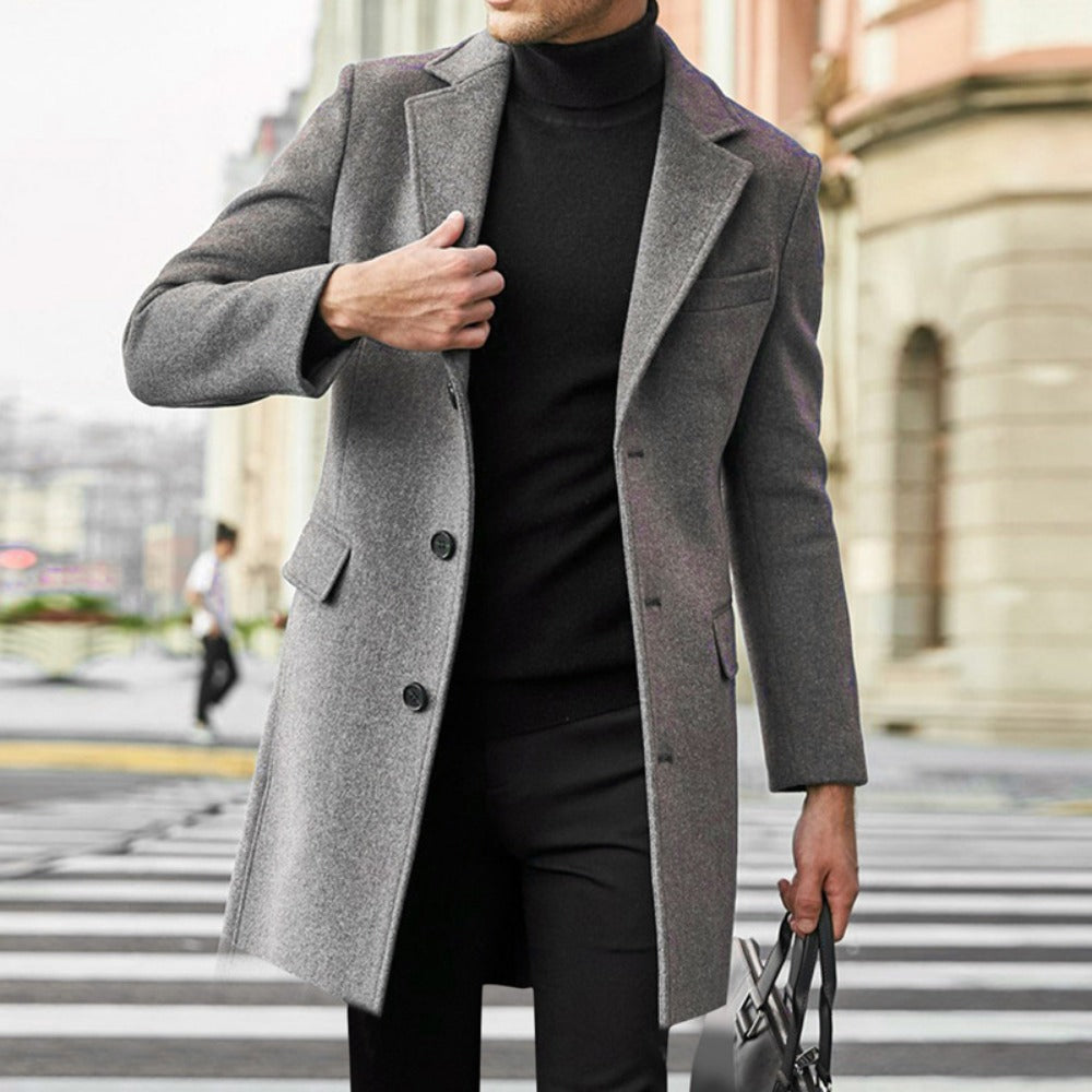 Men's Overcoat Thickened Single-Breasted Wool Coat