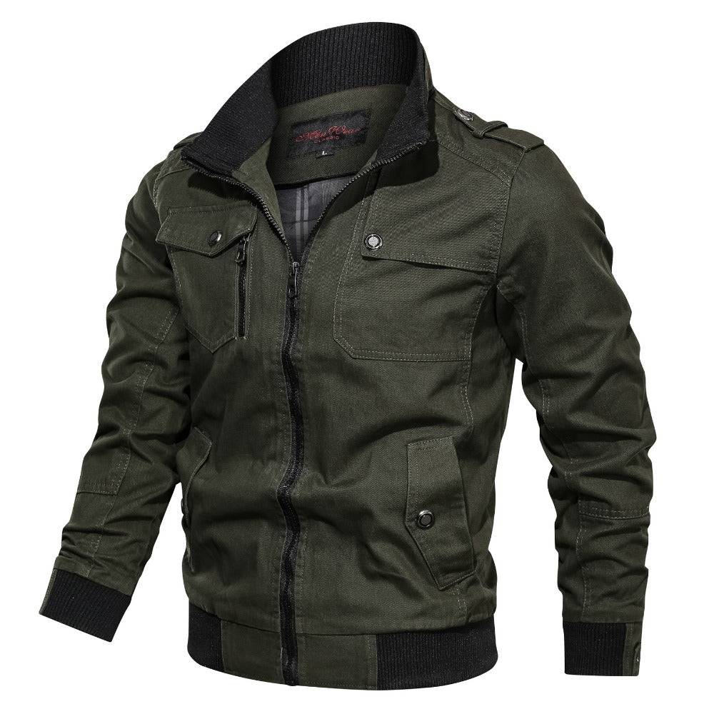 Casual Solid Color Stand Collar Jacket