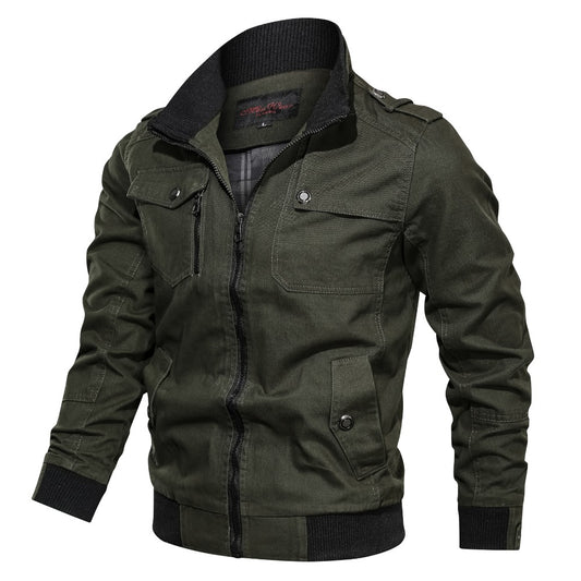 Casual Solid Color Stand Collar Jacket