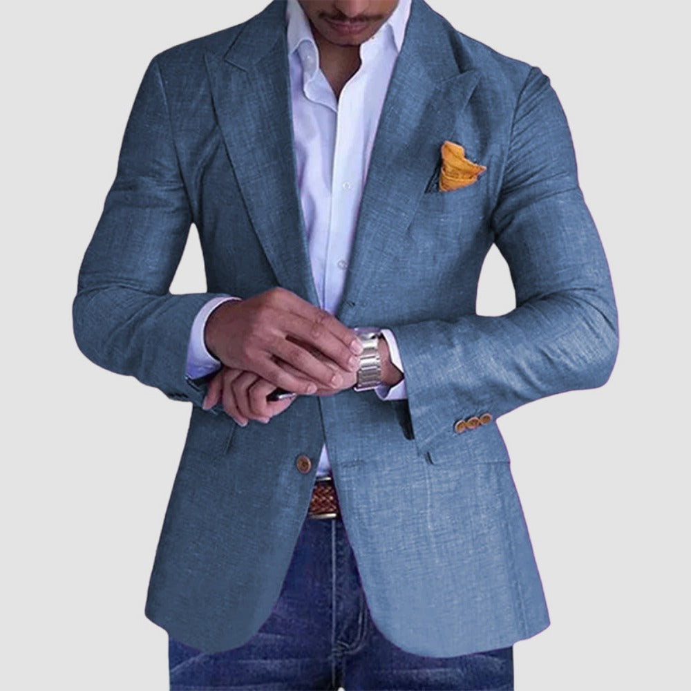 SingleBreasted TwoButton Checkered Blazer  Men's Slim Fit Casual Suit
