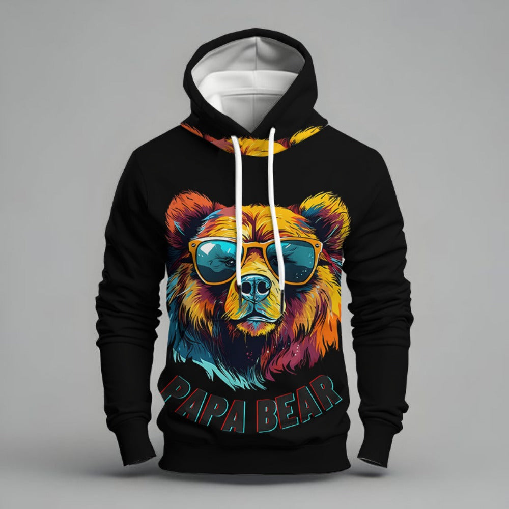 Spring 3D Animal Digital Print Hoodie Men's Trendy Loose Casual Top