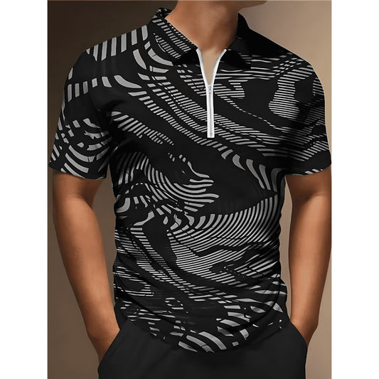 3D Digital Print Short Sleeve Polo Shirt