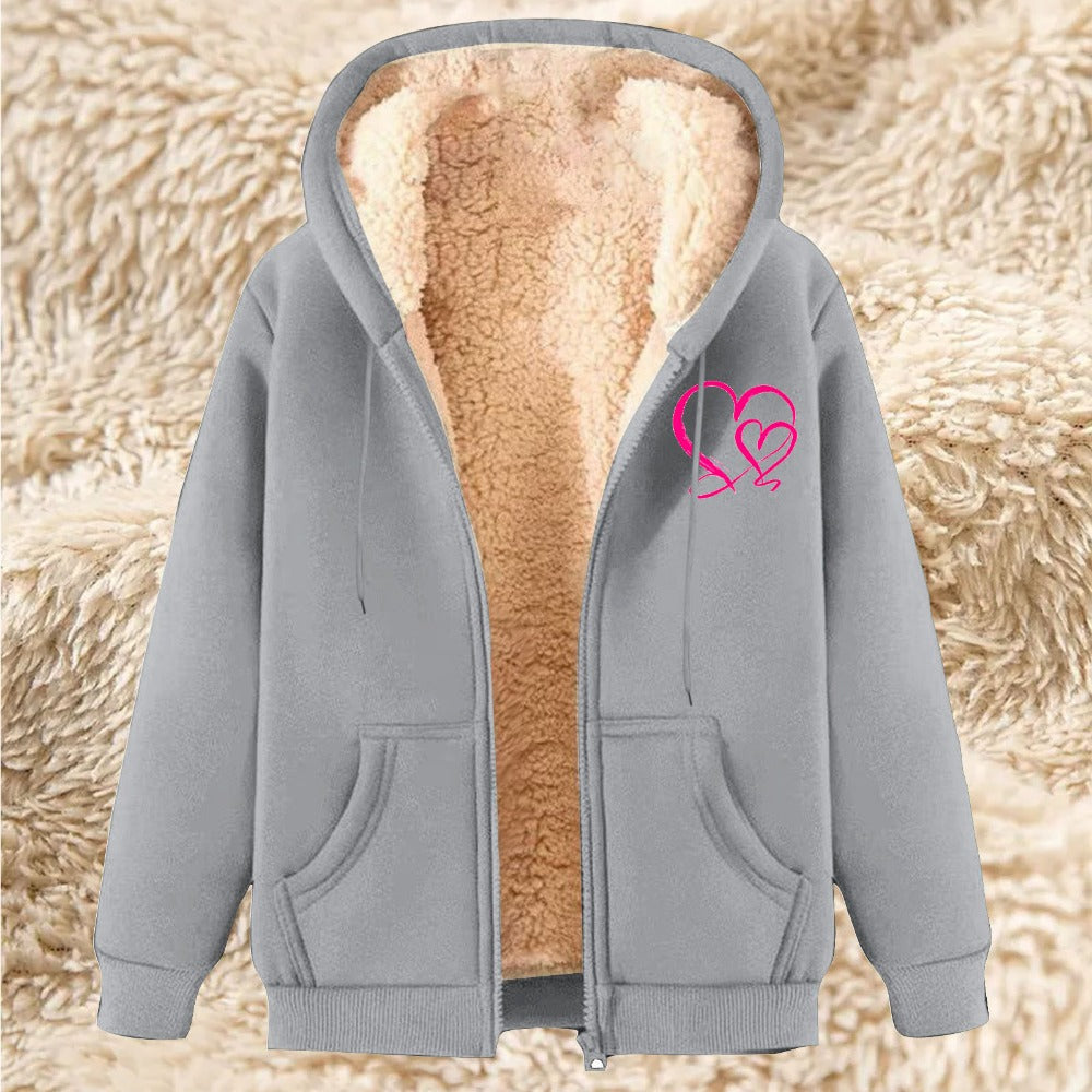 Men's Sherpa Fleece Hoodie Printed Zip-Up Hoodie