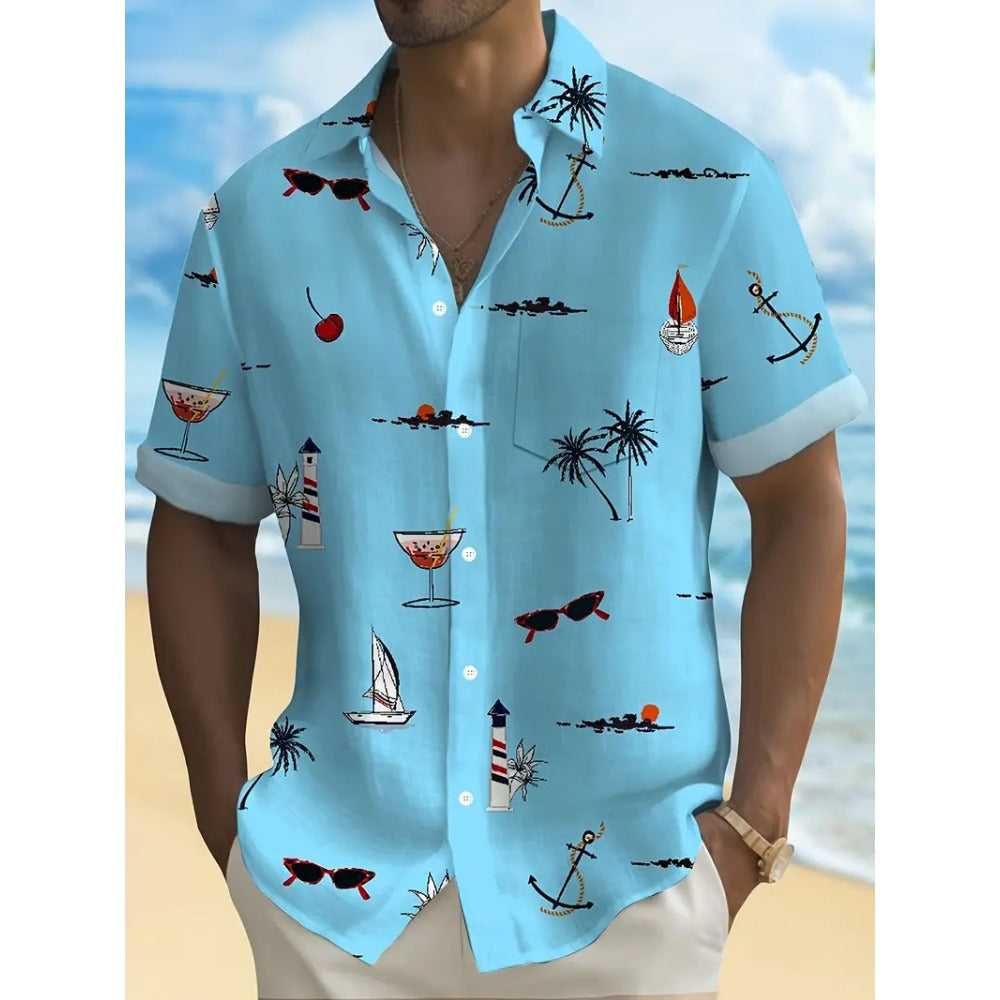 Summer Hawaiian Style 3D Print Casual Men's Shirt (Pinduoduo Series)