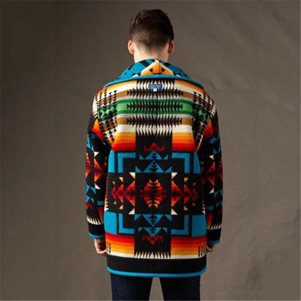 INS-Style Printed Short Wool Blend Coat