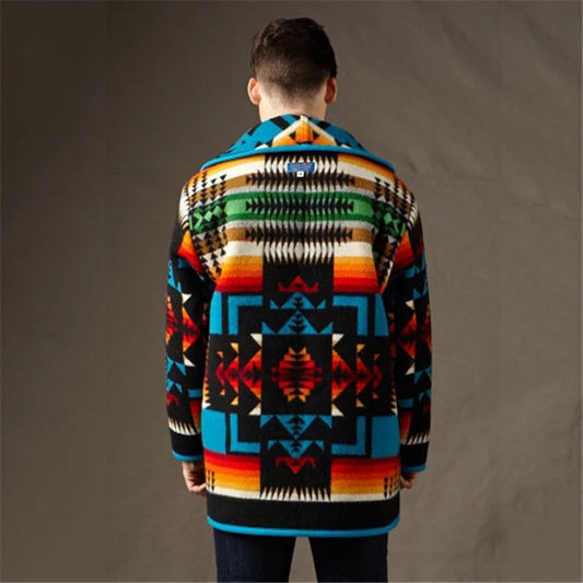 INS-Style Printed Short Wool Blend Coat