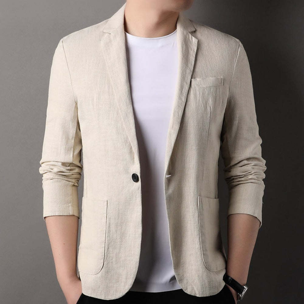New Spring SingleBreasted Suit Jacket  Men's Casual Solid Color Blazer for Business & Leisure