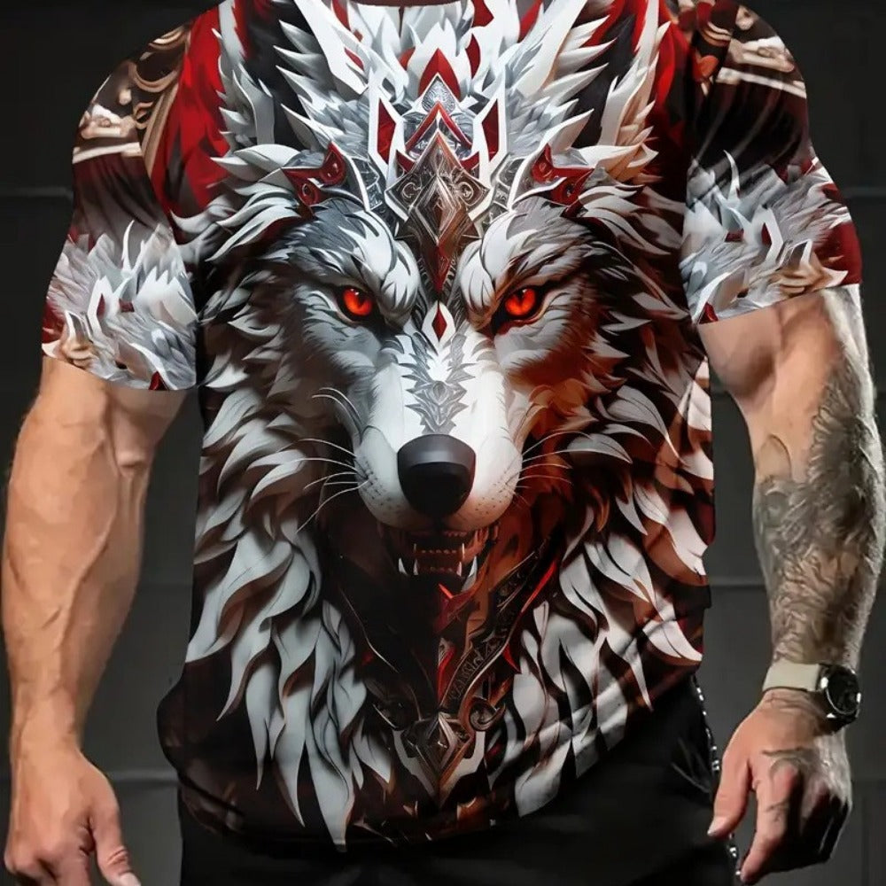 Western Dragon 3D Print Men's Summer O-Neck Short-Sleeve Tee