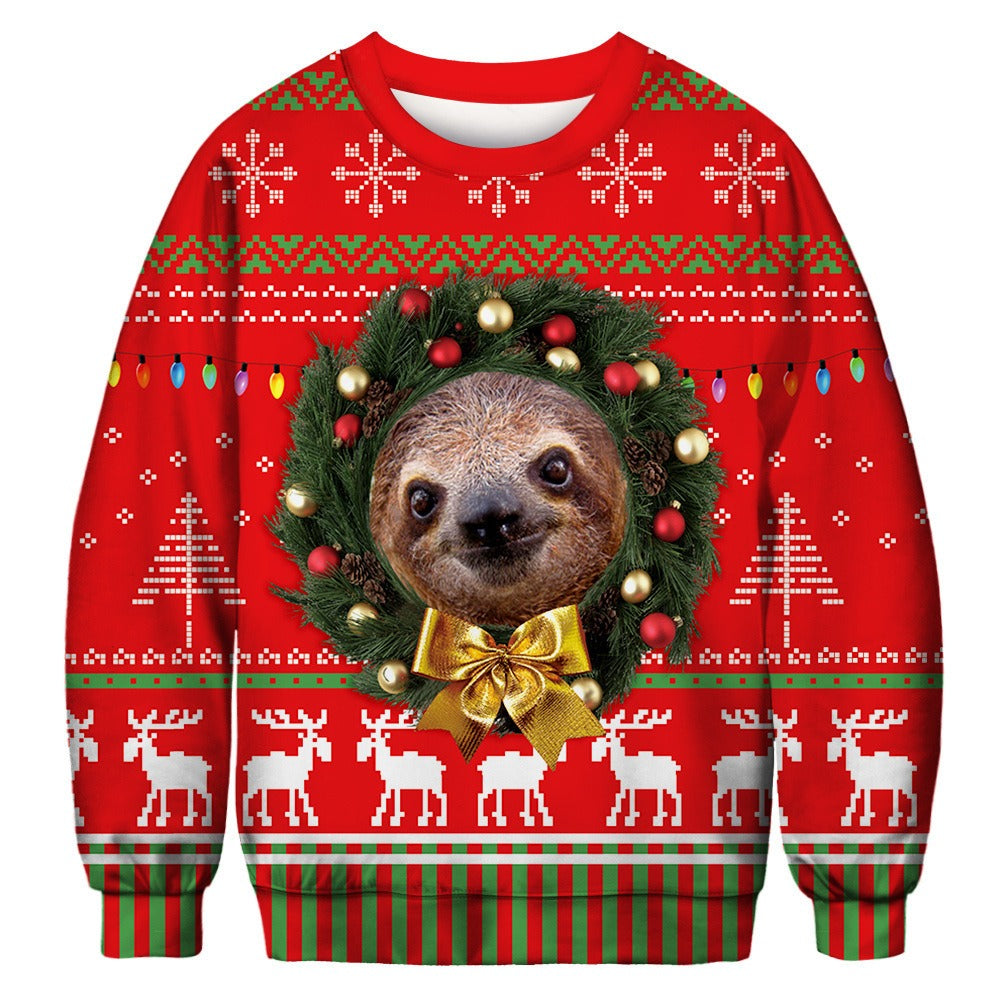 Christmas Grinch Round Neck Sweatshirt 3D Digital Print Unisex Long Sleeve Top