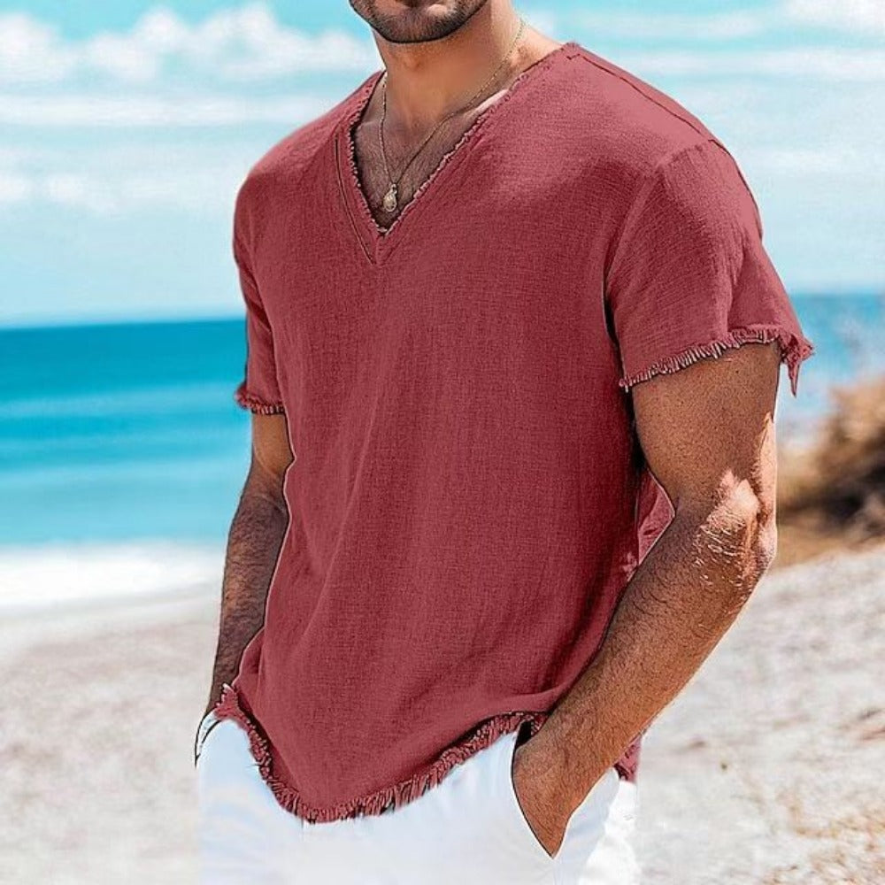 Summer Men's Linen Short-Sleeve T-Shirt