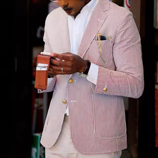 SingleBreasted TwoButton Large Pocket Men's Slim Fit Blazer