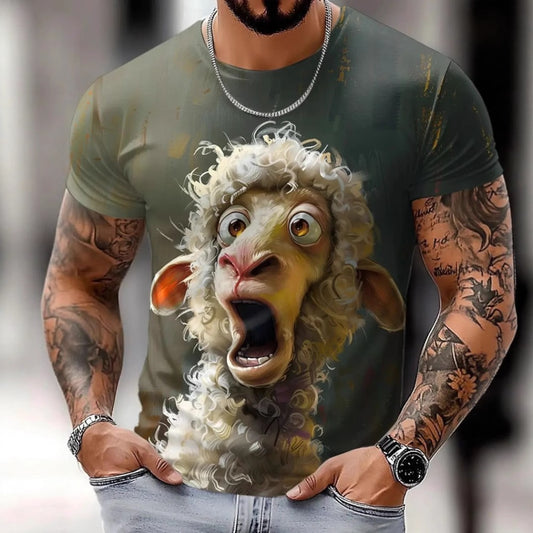 Summer Men's 3D Digital Printed Animal Pattern Trendy Short-Sleeve Tee