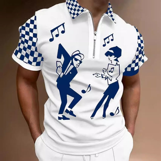 Hot Item Polo Shirt New Men's Polo Shirt 3D Digital Print Turn-Down Collar Short Sleeve Sport Shirt