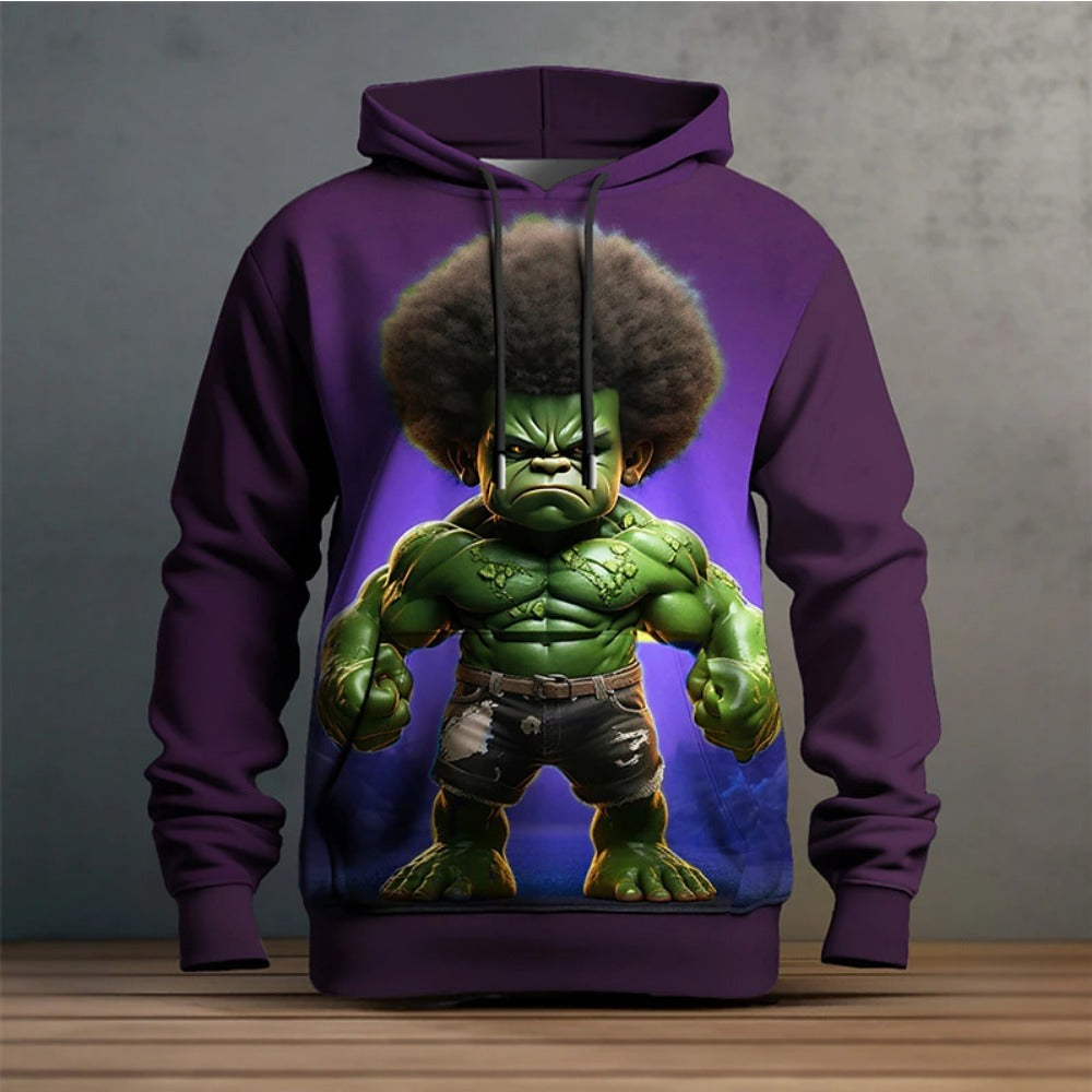Healthy Fabric Green Giant 3D Digital Print Hoodie Men's Pullover