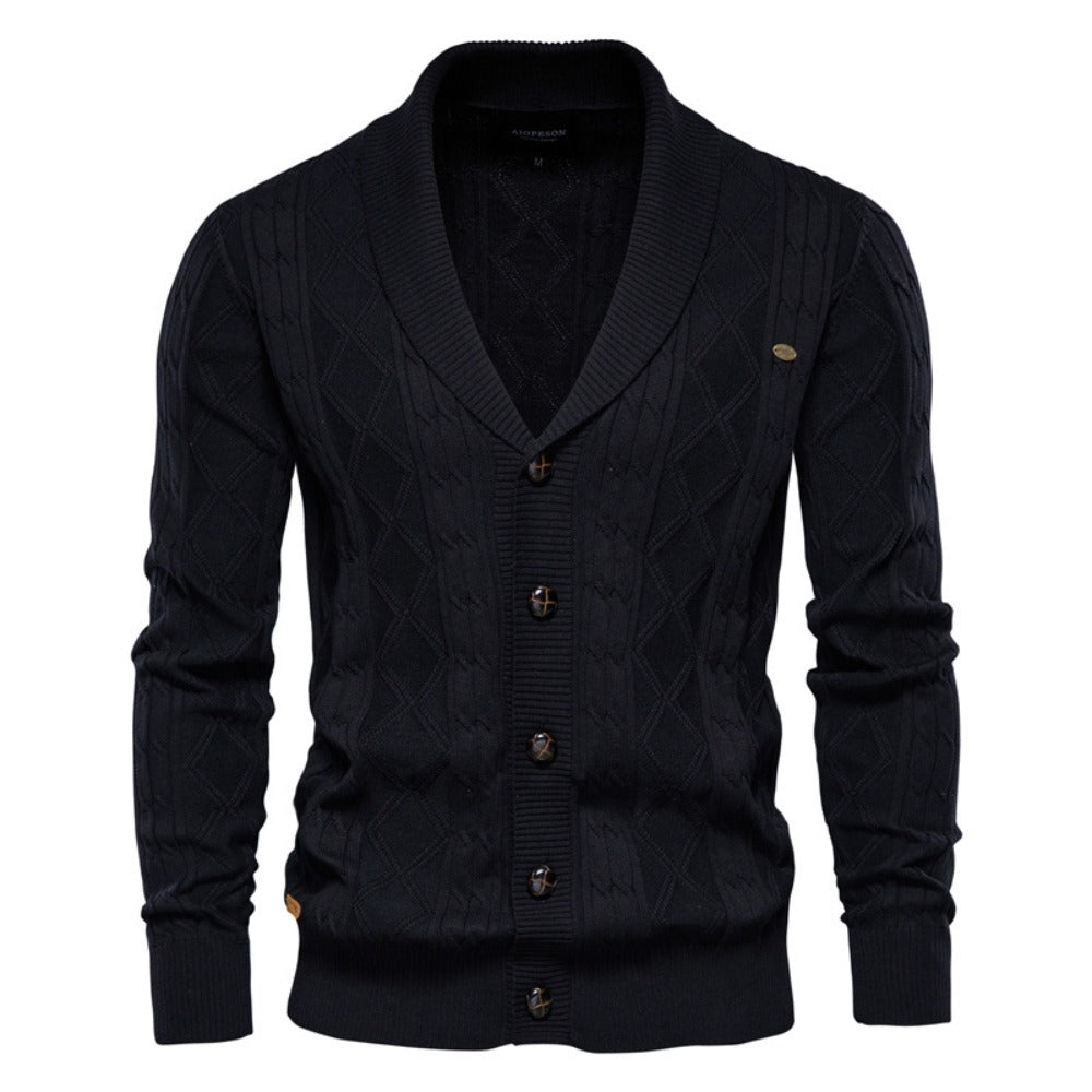2025 Men’s V-Neck Cardigan Sweater - Trendy Thick Knit Pullover, Long Sleeve Cardigan Jacket for Men
