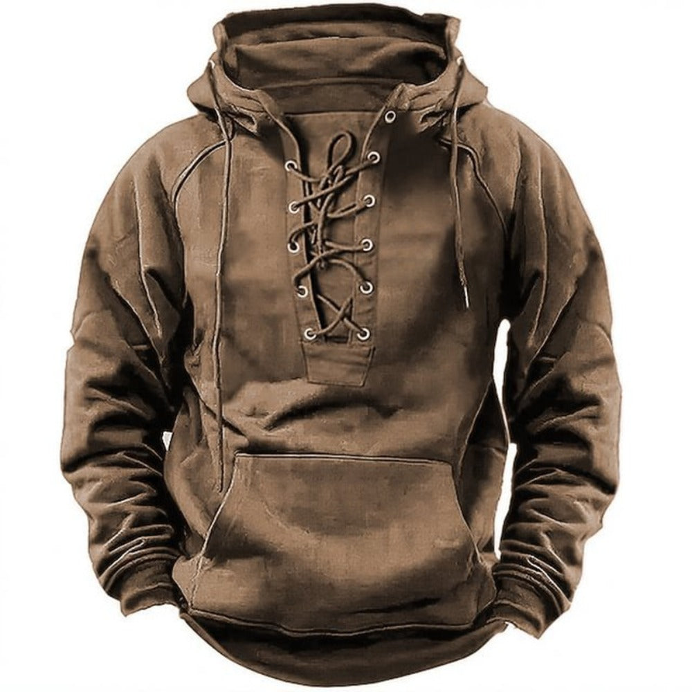 Spring Men's Solid Color Hoodie Youth Multi-Pocket Casual Wear
