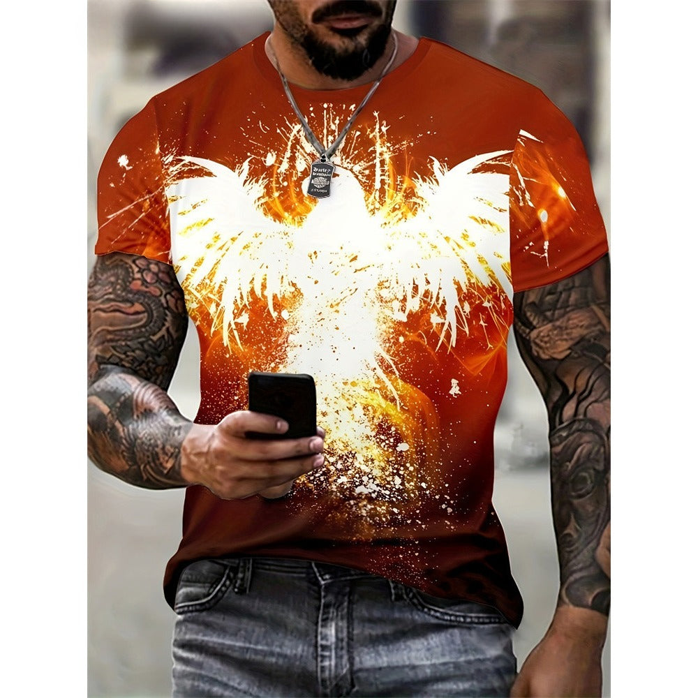 Harajuku Men's Hip-Hop Streetwear 3D Eagle Print Loose Tee