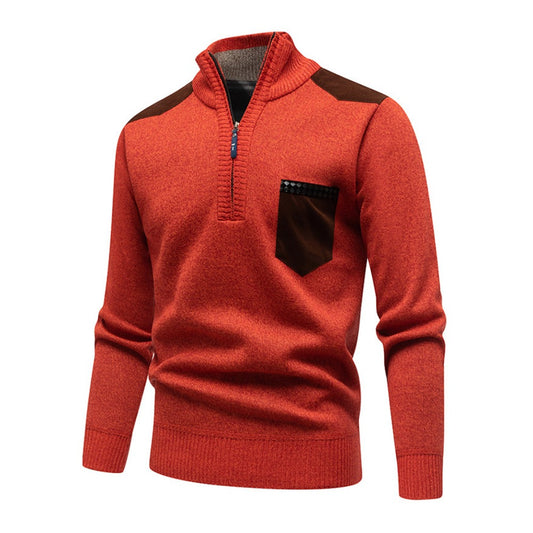 Semi-Zip Stand Collar Knit Pullover – New Season Fashionable Casual Sweater