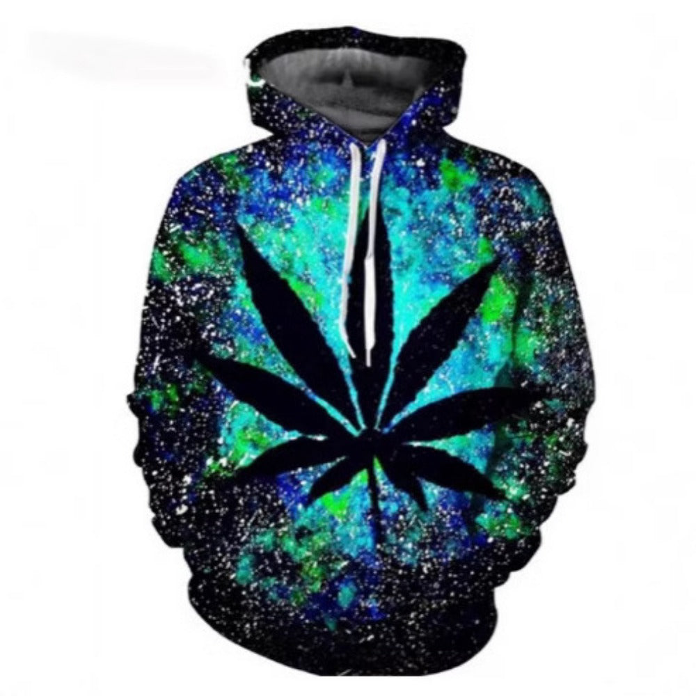 Men's Weed Leaf 3D Print Oversized Hoodie Street Fashion