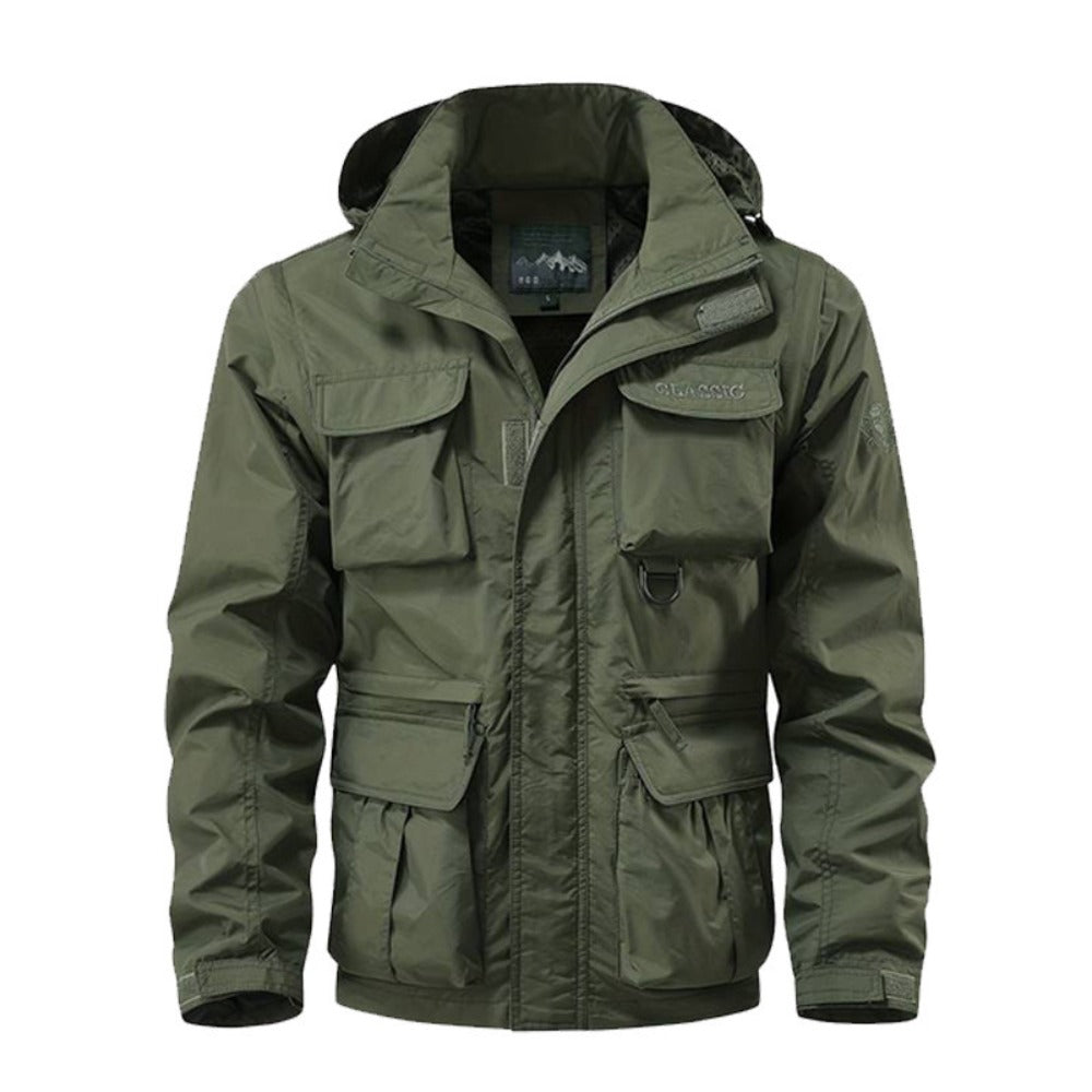 Euro-Size Men's Multi-Pocket Workwear Hooded Casual Jacket