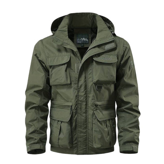 Euro-Size Men's Multi-Pocket Workwear Hooded Casual Jacket