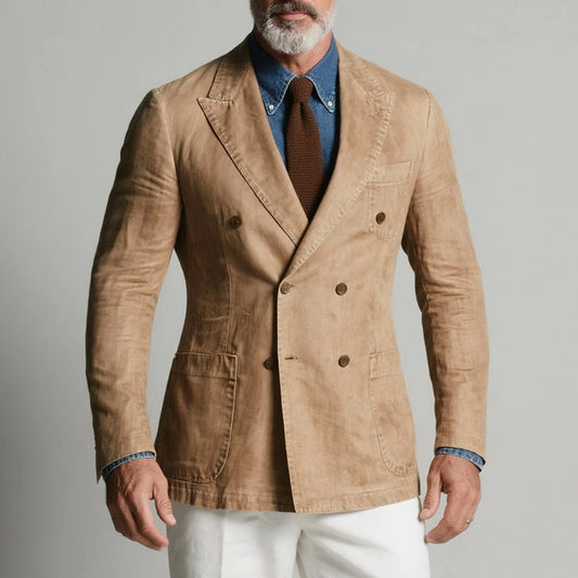 Retro Double-Breasted Lapel Slim-Fit Men's Jacket