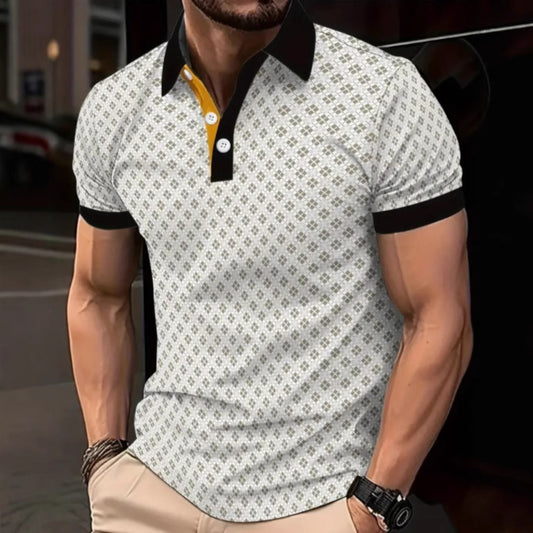 Daily Casual Men's Short Sleeve Polo Shirt Fashion 3D Print Turn-Down Collar Polo Shirt Men's Wear