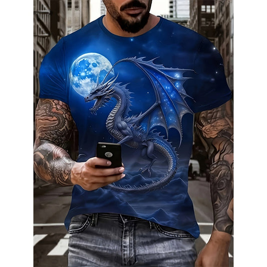 Harajuku Men's Hip-Hop Streetwear 3D Eagle Print Loose Tee