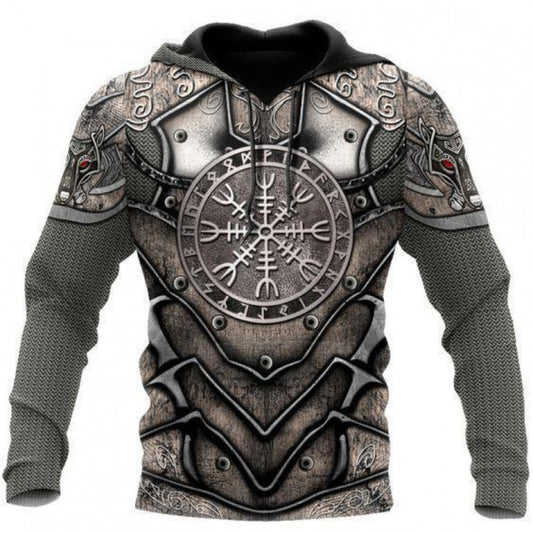 Viking Myth Armor 3D Print Hoodie Men's Cool Streetwear