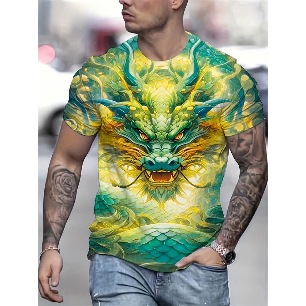 Harajuku Men's Hip-Hop Streetwear 3D Eagle Print Loose Tee