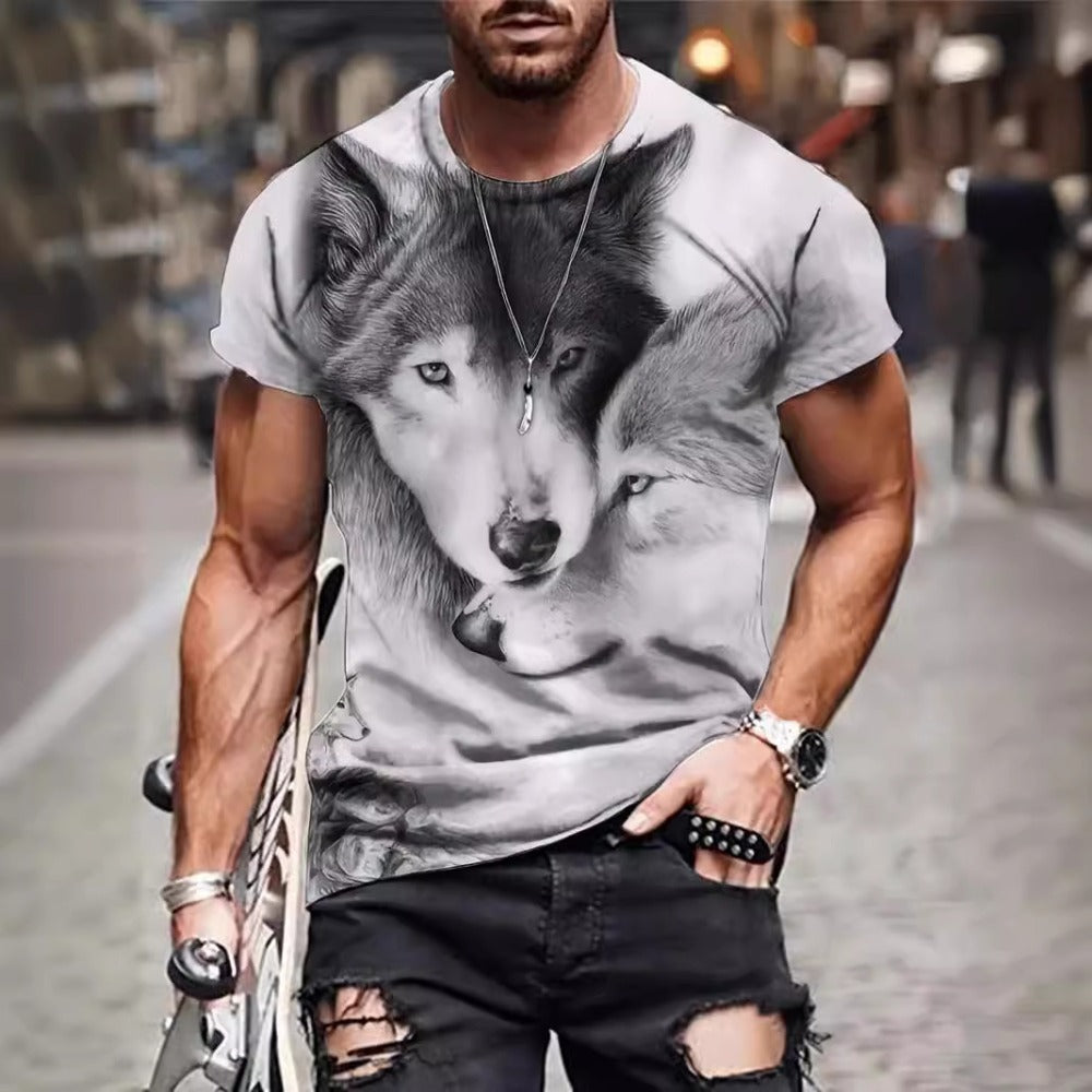 Spring/Summer Men's Creative Graphic Long-Sleeve Round-Neck Casual Tee