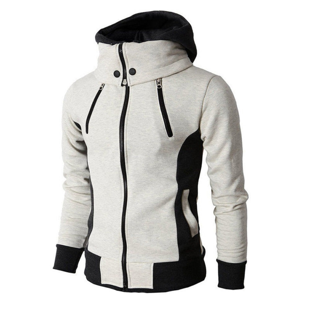 New Men's Double-Zip Hoodie Casual Open-Front Coat