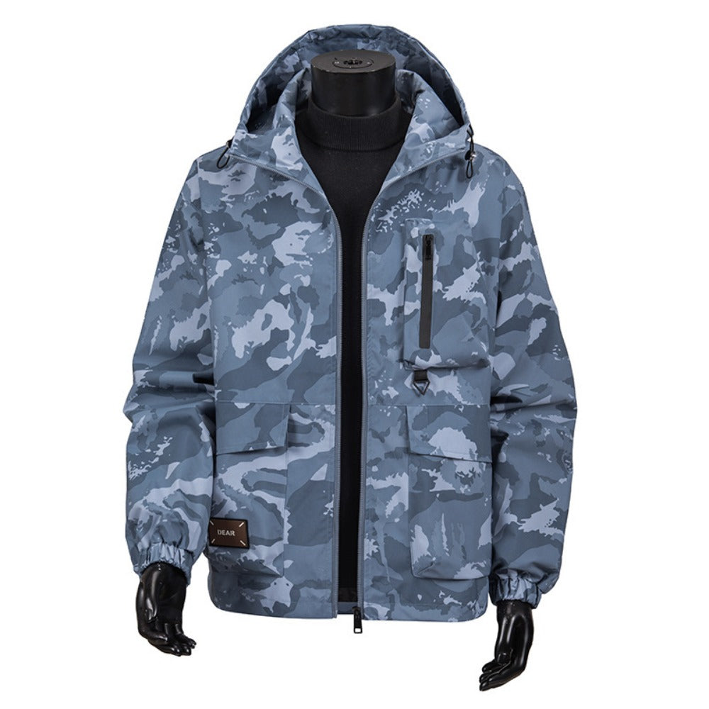 New Men's Camo Hooded Water-Resistant Winter Jacket