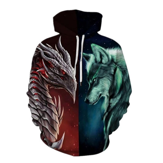 Animal Wolf Digital Print 3D Hoodie Men's Stylish Pullover Couple's Baseball Jacket