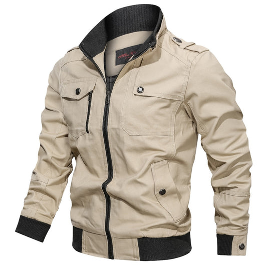 Casual Solid Color Stand Collar Jacket