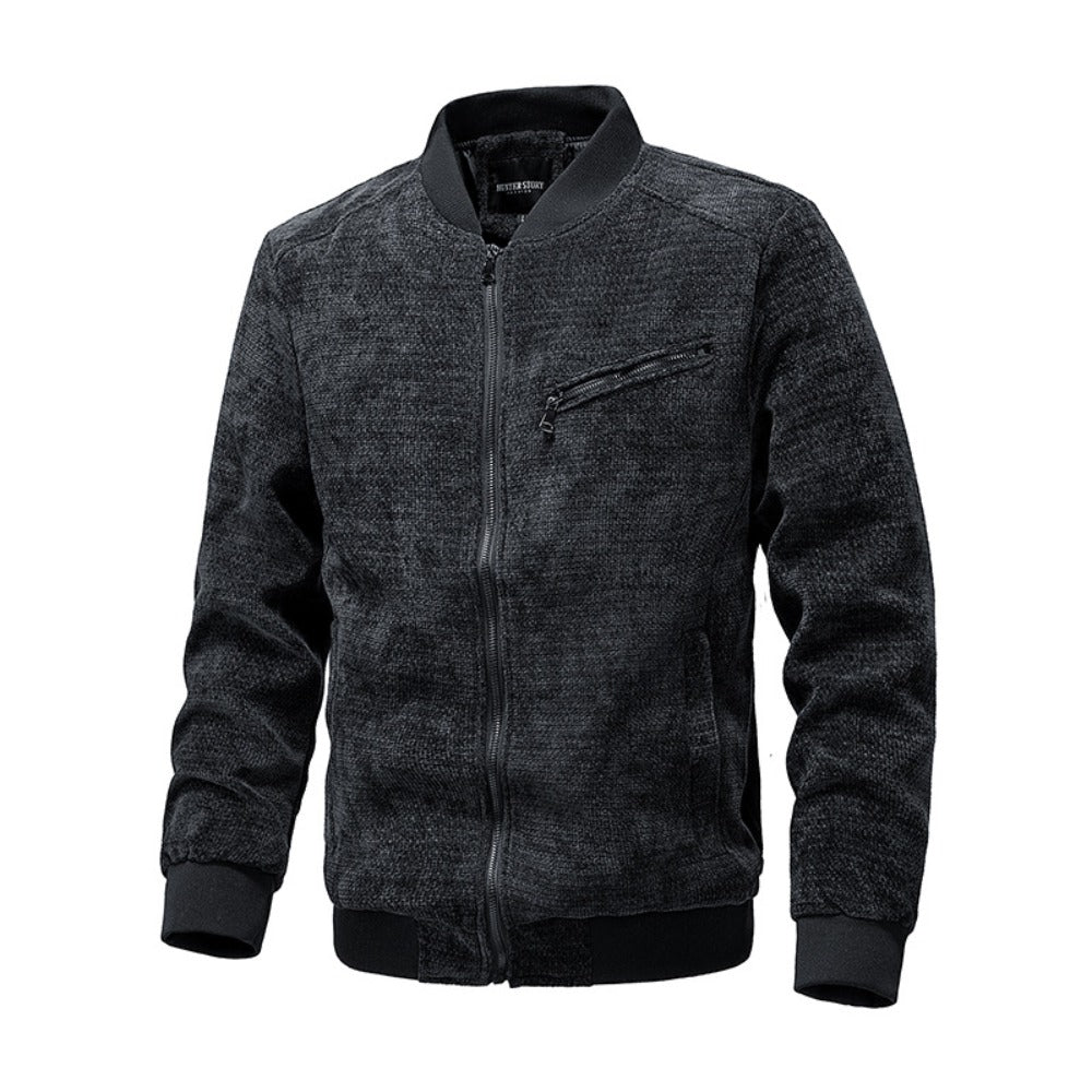 Men's Heavyweight Linen-Inspired Multi-Zip Retro Jacket