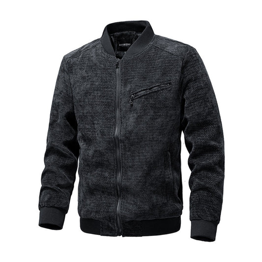 Men's Heavyweight Linen-Inspired Multi-Zip Retro Jacket