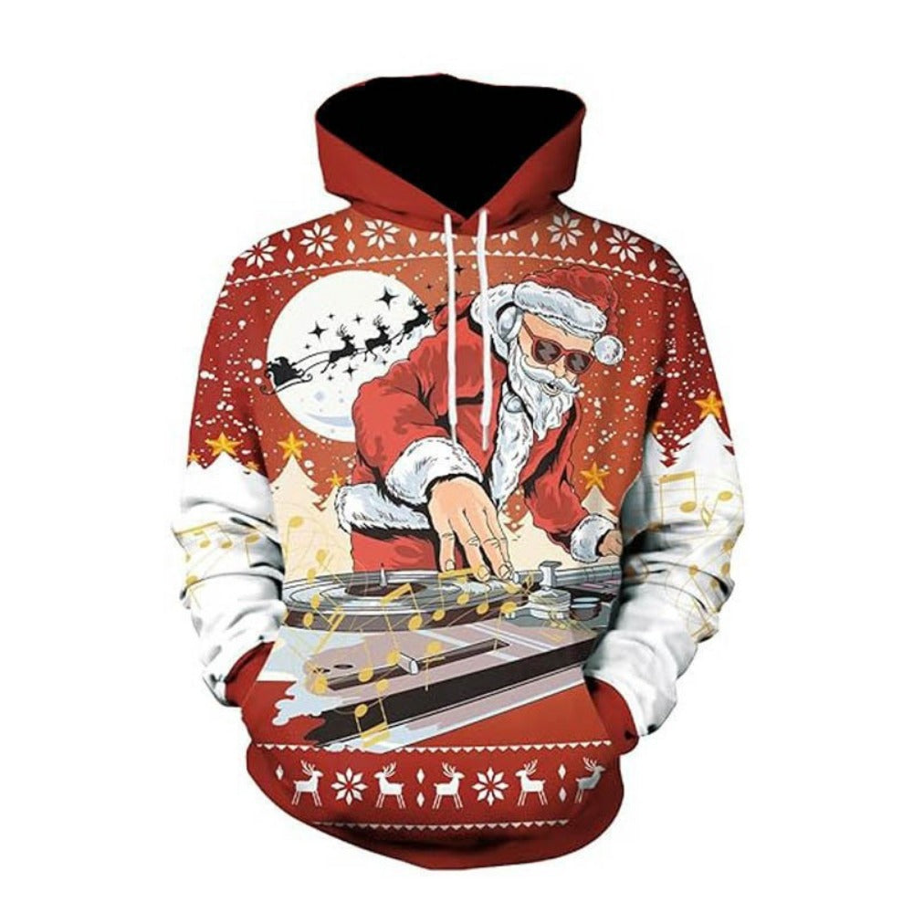 Christmas Men's Hoodie Trendy 3D Digital Print Loose Fit Streetwear