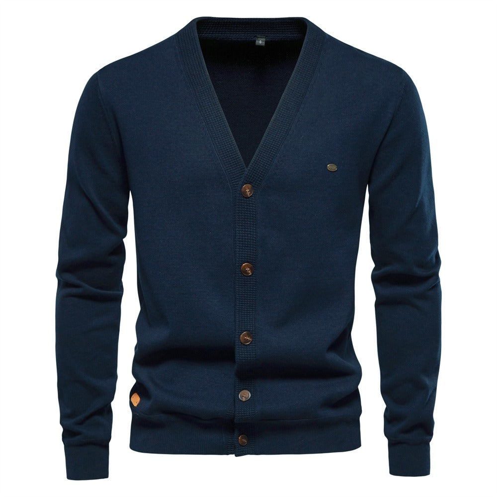 2025New Fall & Winter Men’s Cardigan Sweater - High-Quality Business Casual Solid Color Knitwear