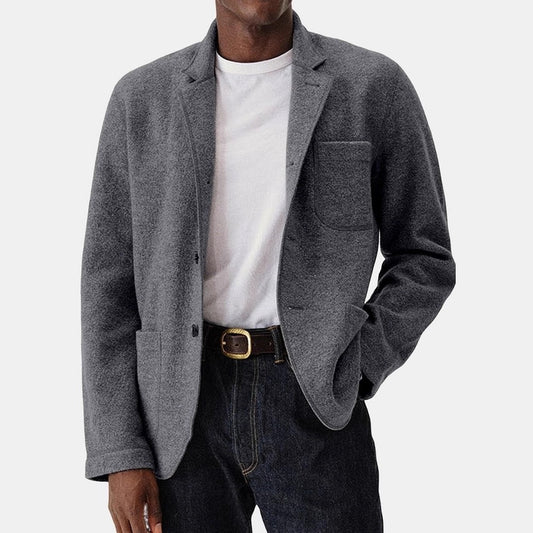 New Men's Solid Color Trendy Wool Blend Jacket