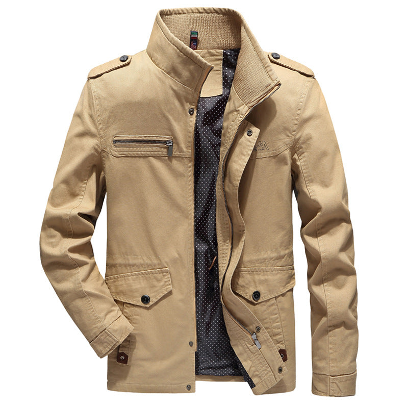 Men's Stand Collar Oversized Washed Workwear Jacket