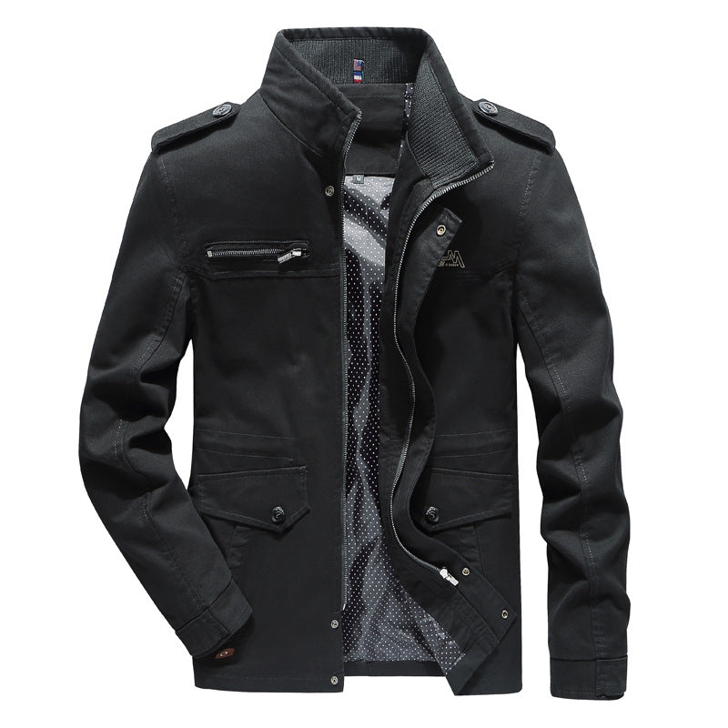 Men's Stand Collar Oversized Washed Workwear Jacket