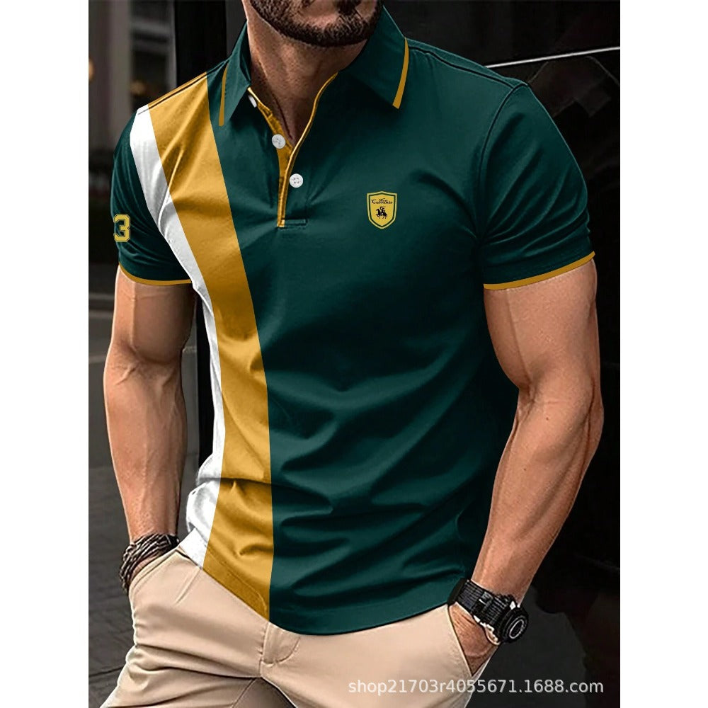 3D Digital Minimalist Color Print Series Three Men's Casual Polo Shirt