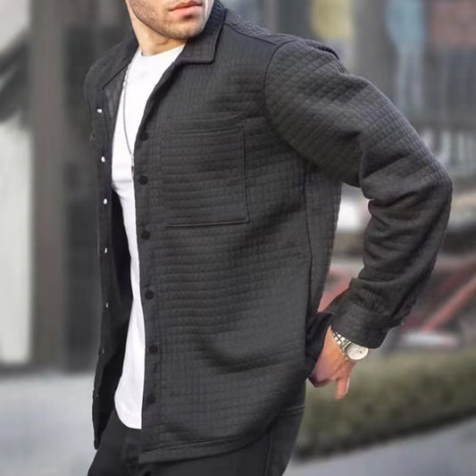 Bestseller Men's Casual Plaid Long-Sleeve Shirt Jacket Open-Front Coat
