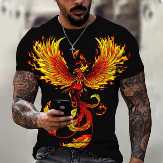 Dragon 3D Print Men's Streetwear O-Neck Short-Sleeve Tee